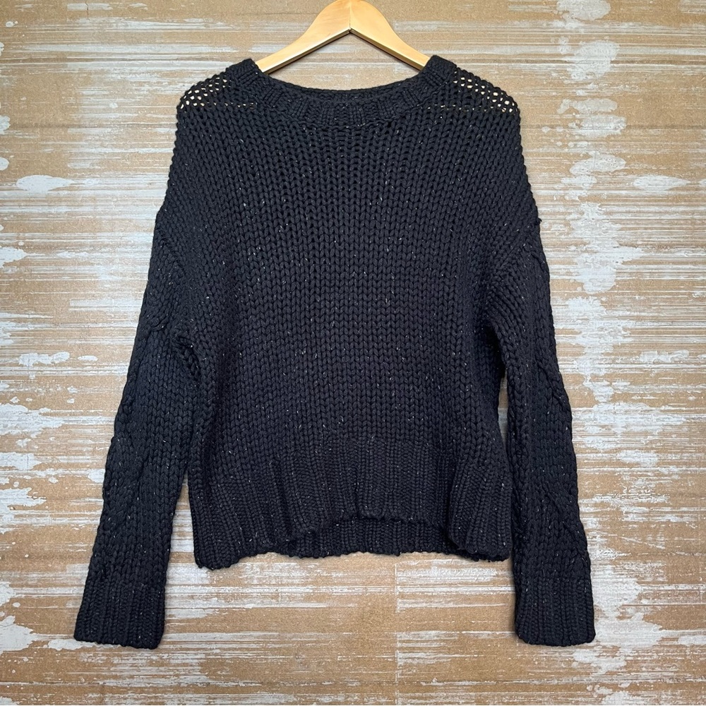 Naked Cashmere 100% Cashmere Chunky Knit Sweater Black Preppy Womens M